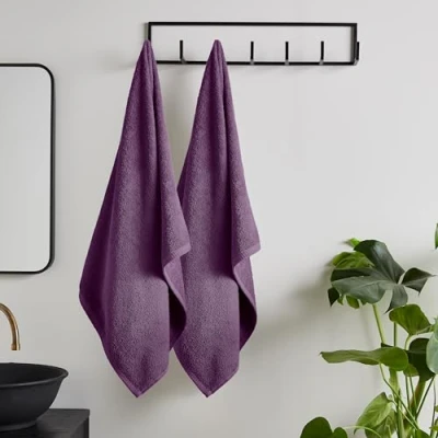 Imagen de Catherine Lansfield Quick Dry Cotton Juego de Toallas baño (90 x 140 cm), Color Morado