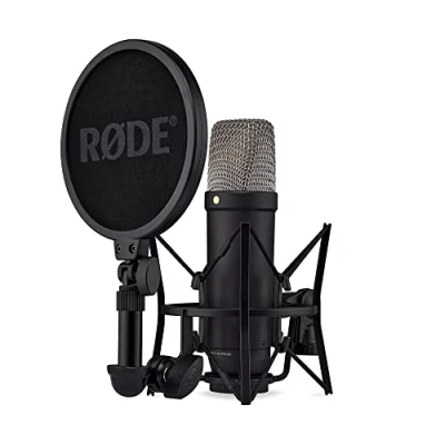 Imagen de RØDE NT1 5a generación el micrófono con Condensador y Gran diafragma, Salidas XLR USB, Soporte antivibraciones Filtro antipop para grabación Vocal, producción Musical de podcasts (Negro)