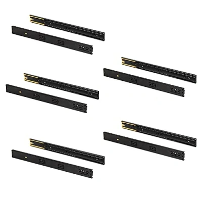 Imagen de Emuca guías laterales para cajones con rodamiento de bolas 45mmx550mm, pack 5 juegos extracción total cierre suave, negro