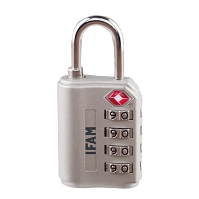 Imagen de IFAM Candado TSA de Combinación TrypLock 4W, Color Gris, Máxima Seguridad, Suavidad Rodillos, Con Clave y Más 10.000 Combinaciones, Ideal Maletas, Bolsas, Maletines Equipajes