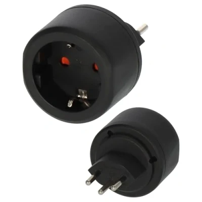 Imagen de Brennenstuhl Enchufe de Viaje/Adaptador Viaje (para conectar aparatos eléctricos con Sistema Contacto Puesta a Tierra en países Suizo) Negro