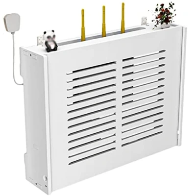 Imagen de Estanterías De Cubos Estante Flotante, Cajas Almacenamiento Enrutador WiFi Tablero Enchufe para Colgar En La Pared Soporte Cable Caja Madera