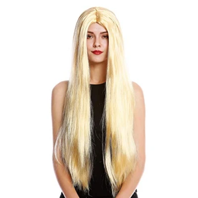 Imagen de WIG ME UP TH46 P03 Peluca Mujer Hombre para Carnaval Halloween Muy Largo Liso Raya en el Medio Rubio