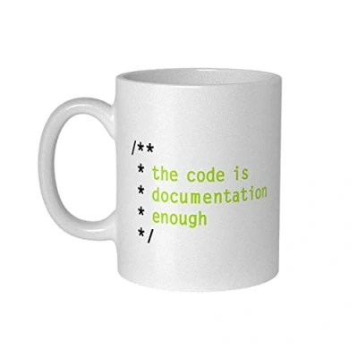 Imagen de getDigital The Code is Documentation Enough Taza de café, perfecta para programador, IT Admins, informatizador y ordenador Geeks 300 ml, cerámica, color blanco, 10 x cm