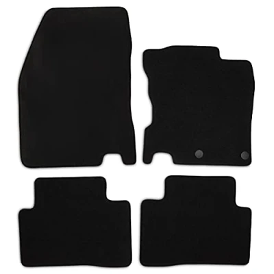Imagen de Safe Travel Alfombrillas de Coche Totalmente a Medida, Color Negro con Borde Negro, Clips Seguridad Juego 4 para Nissan Qashqai J11E (a Partir 2014)