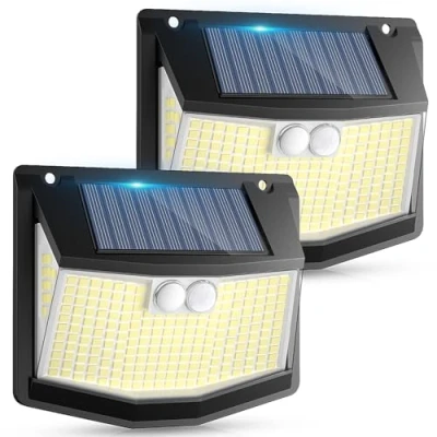 Imagen de Luz Exterior Solar LED Jardin: 248 Luces con Sensor de Movimiento 3 Modos Exteriores Lampara 270 Iluminacion IP65 Impermeable Focos Solares para Jardín Garaje Patio 2 Paquete