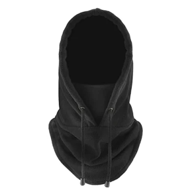 Imagen de 1 pieza de máscara esquí, casco negro a prueba viento y cálido para motocicleta invierno, gorro multifuncional el cuello, capucha montar al aire libre unisex