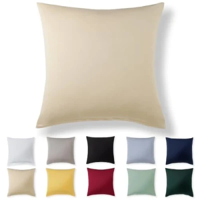 Imagen de Alreya Funda de Almohada 100% Algodón Jersey 40 x cm Beige Cojín para Cama 40x40 sofá hipoalergénica