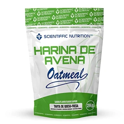 Imagen de Scientiffic Nutrition Harina de avena, Fuente Proteínas, Baja en Azúcares, 100% Natural, Contribuye al Desarrollo la Masa Muscular, Sabor Tarta Queso y Fresa 2 Kg