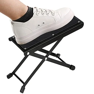 Imagen de Reposapiés para Guitarra, Plegable de Guitarra Metal, Ajustable Altura, con 4 Niveles Altura Ajustables, Practicar Guitarra(Negro)