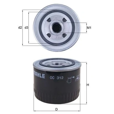 Imagen de MAHLE ORIGINAL OC 312 Filtro de aceite enroscable LAND ROVER: Freelander I SUV Cabrio, SUV, 45 Hatchback