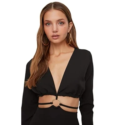 Imagen de Trendyol Minivestido Ajustado Vestido, Negro, 38 para Mujer