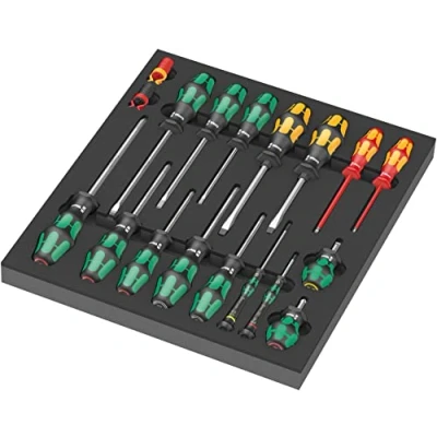 Imagen de Wera 05150101001 9710 Depósito de espuma juego destornilladores Set 1, 18 piezas, Negro verde