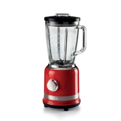Imagen de Ariete 585 Batidora moderna, 1000 W, capacidad 1,5 L, 4 velocidades + función Pulse, taza de cristal graduada, cuchillas acero inoxidable, rojo