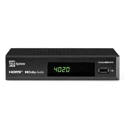 Imagen de Sintonizador TDT Tele System TS4020, DVB T2/S2, HEVC, HD, HDR10, HLG con pantalla, Negro