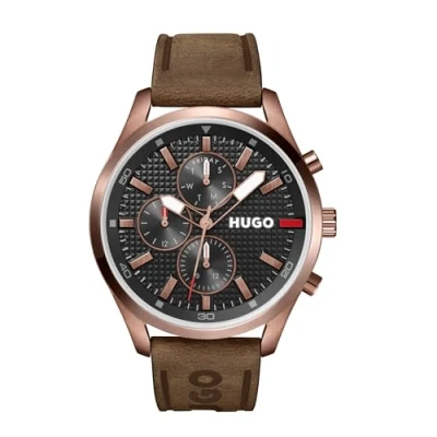 Imagen de HUGO Reloj Analógico de Cuarzo multifunción para hombre con Correa en piel Marrón 1530162