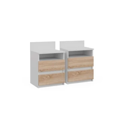 Imagen de Vicco Mesilla de Noche Monty, Blanco/Sonoma, 32.3 x 59.1 cm Lote 2