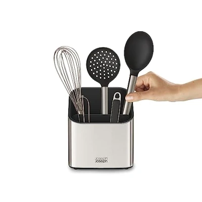 Imagen de Joseph Surface, Portautensilios de acero inoxidable para Utensilios y Gadgets, gran capacidad, patas antideslizantes divisores, a prueba huellas dactilares, Gris