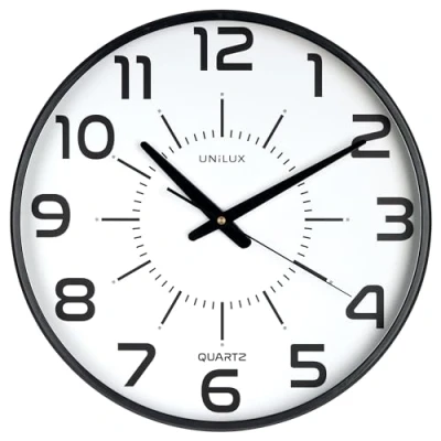 Imagen de Unilux Reloj de Pared silencioso con Esfera Grande Maxi Pop, 38 cm, Color Negro