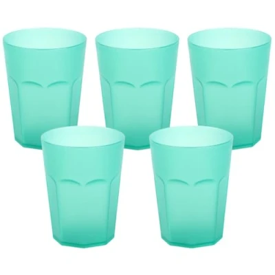 Imagen de ENGELLAND 5 vasos de plástico para fiestas, reutilizables, color verde, 0,4 L, sin BPA