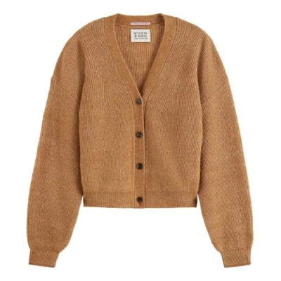 Imagen de Scotch &amp; Soda Core Fuzzy Relaxed Cardigan Chaleco de Sudadera, Tobacco Melange, XS para Mujer
