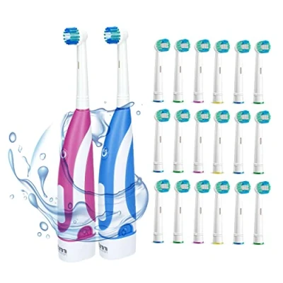 Imagen de TM Electron 20 Cabezales de recambio para cepillo eléctrico compatible con Oral B, incluye un azul y rosa