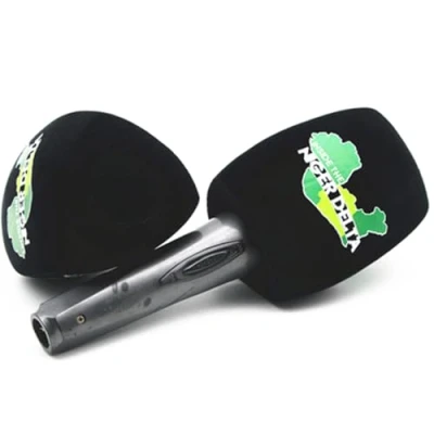 Imagen de 2 paquetes de parabrisas espuma para micrófono con logotipo personalizado entrevista mano, fundas 40 mm apertura micrófonos universales (negro)