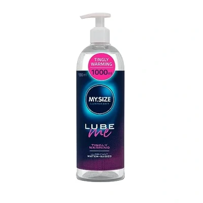 Imagen de MY.SIZE Lube Me Premium Lubricante Tingly Warming 1000 ml I Gel con efecto cálido y estimulante lubricación sin olor a base de agua para juguetes condones látex