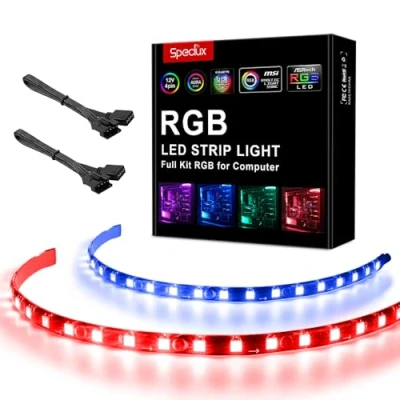 Imagen de Speclux Tira de luces LED RGB PC luz magnética para Modding Case, control placa base, 12V 4pin 30cm RGB, compatible con Asrock Led, Asus Aura, Gigabyte Fusion