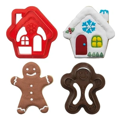 Imagen de DECORA 0255094 KIT 2 CORTADORES DE PLÁSTICO GINGERBREAD MAN &amp; HOUSE