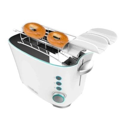 Imagen de Cecotec Tostadora vertical Toast&amp;Taste Double W, 650W, Doble Ranura ancha para 2 Tostadas, Fácil limpieza, Apagado y pop up Automático, Incluye pinzas extracción, Bandeja recogemigas