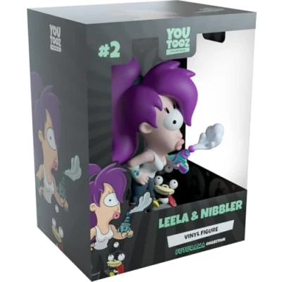 Imagen de Youtooz Futurama Leela &amp; Nibbler Figura de vinilo y 4.5 pulgadas, colección Collection