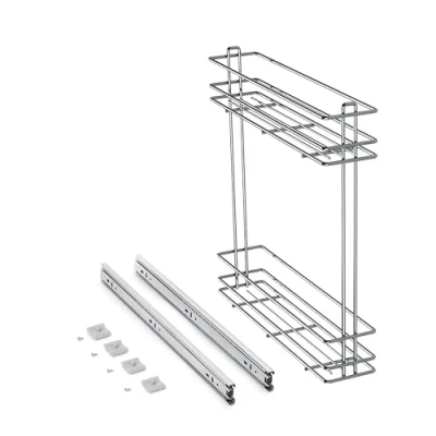 Imagen de EMUCA Carro botellero extraíble para mueble bajo de cocina, Módulo 150mm, montaje lateral, Cromado, Acero