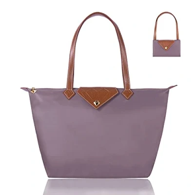 Imagen de BOJLY Bolsos Totes para Mujer, Borse a mano donna Borsa in nylon con diamanti da Shopping Pieghevole viaggio impermeabile Viola Piccolo