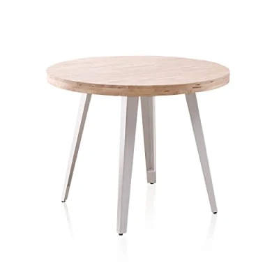 Imagen de Berg, Mesa Redonda de Comedor, Fija, Acabado en Roble y Blanco, Medidas: 100 cm (Largo) x (Ancho) 78 (Alto)