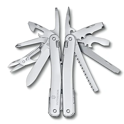 Imagen de VICTORINOX Navaja suiza de bolsillo Swiss Tool Spirit MX, 24 funciones, multiherramienta incl. alicate, destornillador, abrelatas, estuche para cinturón nailon, color plata