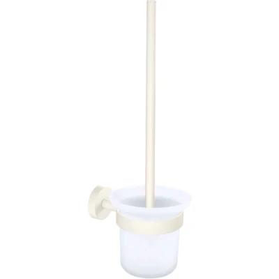 Imagen de tesa® MOON WHITE Escobillero de Baño Juego y Vaso Cristal Satinado Estilo Moderno Sin Taladro 379 mm x 112 145 Blanco Mate