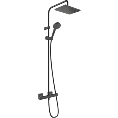 Imagen de Hansgrohe Vernis Shape Sistema de ducha con termostato 230, 1 tipo chorro Ahorro agua termostato, negro mate, 26097670