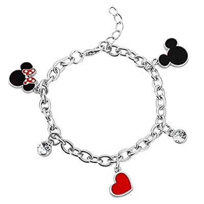 Imagen de Disney Minnie y Mickey Multicolor Esmalte Disfraz Charm Pulsera BH00228RL 65, talla única, Zinc, No es una piedra preciosa