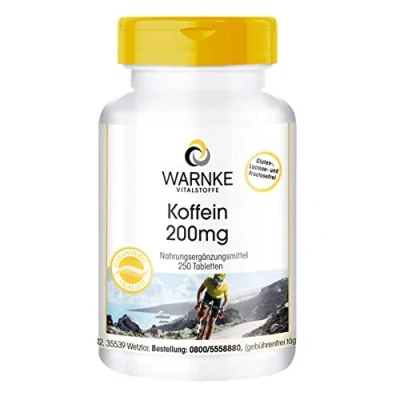Imagen de Cafeína 200mg Altamente dosificada Vegana 250 Comprimidos Warnke Vitalstoffe Calidad de farmacia alemana