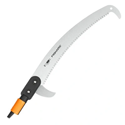 Imagen de Fiskars Sierra curva para mango telescópico QuikFit, Longitud: 55 cm, Negro/Naranja, 1000691