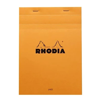 Imagen de RHODIA 16600C Bloc Notes Agrafé N16 Orange A5 Ligné 80 Feuilles Détachables Papier Clairefontaine Blanc g/m² Couverture en Carte Enduite Paquet de 10 blocs