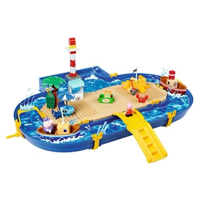 Imagen de AquaPlay Peppa Pig Waterplay Juego Acuático, 71 piezas, Figuras de Peppa, Abuelo Pig, 1 Cangrejo y 2 barcos, A partir 3 años