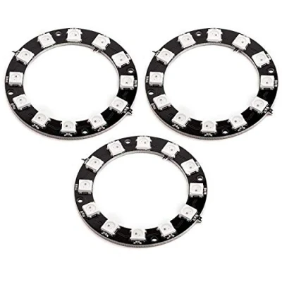 Imagen de AZDelivery 3 x RGB LED Ring Compatible con WS2812B 5V 12 bit 50mm Arduino E Book Incluido!