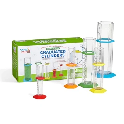 Imagen de Learning Resources Set de Cilindros graduados para científicos Principiantes, 3+ años, Laboratorio, Instrumentos medición niños, Kits didácticos Ciencias, Multicolor, Talla única (95813)