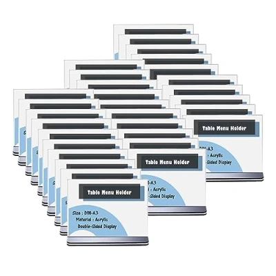 Imagen de TUKA 30x A3 Menu Soporte Doble Cara, Forma de T con Base, Soportes Sobremesa para Carteles, Menús, Promociones, Porta Carteles. Expositor Mesa, Acrílico Transparente, Transversal TKD8204