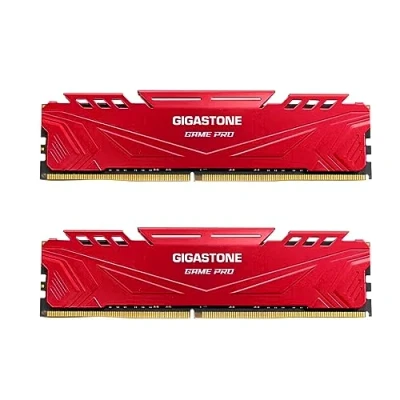 Imagen de 【DDR4 RAM】 Gigastone Red Game Pro Memoria RAM Escritorio 32GB (2x16GB) DDR4 3200MHz PC4 25600 CL16 1.35V UDIMM 288 Pin sin búfer ECC para PC Computadora Módulo