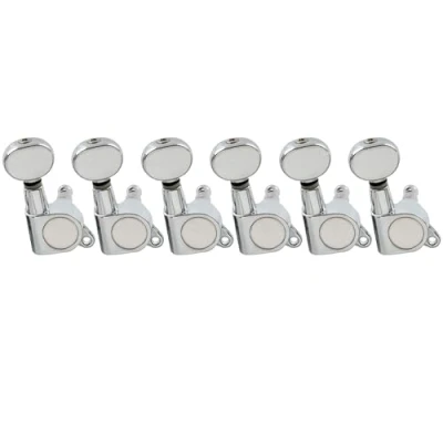 Imagen de Musiclily Pro 6 en línea Tipo Cerrado Clavijas de Afinación Clavijero Repuesto para Guitarra Fender Stratocaster Telecaster,Botón Kidney Cromo