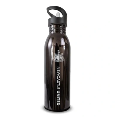 Imagen de Hy Pro Botella UV de aluminio con licencia oficial del Newcastle United F.C., 700 ml, diseño desteñido, metálico, acero inoxidable, pajita plegable integrada, a prueba fugas, ligera