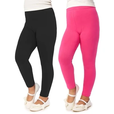 Imagen de Merry Style Leggins Mallas Pantalones Largos Ropa Deportiva Niña MS10 130 (Negro/Rosa (2Pack), 158 cm)